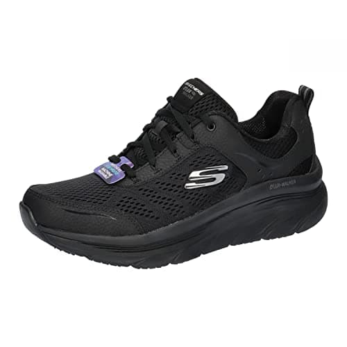 Image of Skechers Women's D'lux Walker Infinite Motion Trainers,Black Leather Mesh Trim,6.5 UK