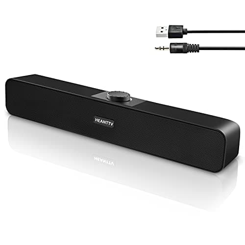 Image of Computer Speakers for Desktop Monitors, PC Speakers, USB Powered 6W Stereo Soundbar with 2 Diaphragms,3.5mm Aux Input, Knob Volume Control, Wired Soundbar for Desktop Smartphones Laptop,Black
