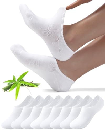 Image of Toes Home Bamboo No Show Trainer Socks for Womens and Men - 8 Pairs Non Slip Low Cut Ankle Socks Sneaker Invisible Footies Loafers Casual Boat Shoes