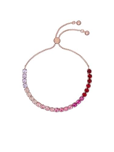 Image of Ted Baker Melrah Icon Crystal Adjustable Tennis Bracelet For Women (Rose Gold Tone/Pink Ombre Crystal)