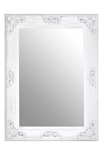 Image of Premier Housewares Rectangular Wall Mirror/Classic Mirrors For Bathroom/Bedroom/Garden Walls Fancy Wall Mounted Mirrors For Hallway With White Finish W84 X D7 X H113cm.