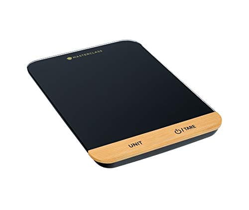 Image of MasterClass Compact Digital Kitchen Scales in Gift Box, Plastic / Bamboo, Black, 22 x 16 cm
