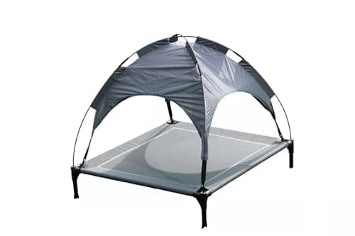 Image of HOMION Elevated Dog Bed Outdoor Raised Dog Cats Cots Bed for Small/Medium Cats Dogs Cooling Camping Elevated Pet Bed Raised Cat Bed for Indoor Outdoor Washable Breathable, Grey with Black Frame