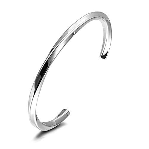 Image of VNOX Viking Jewelry-Viking Runes of Nordic Amulet Bracelet for Men Mobius Cuff Bangle for Men Women Stainless Steel Cuff Bracelet Jewelry Gift, Diameter 64mm, Silver
