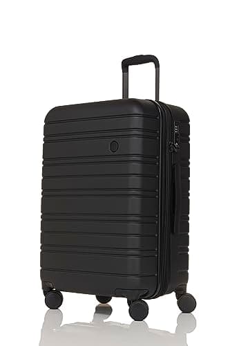 Image of Nere - Stori - ABS Hard-Shell Suitcase Collection - 8-Spinner Wheels - Self-Repairing Zip - Built-in TSA Combination Lock - Expanding Luggage (Black, Medium)