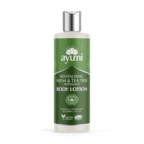 Image of Ayumi Neem & Tea Tree Body Lotion | Oil Control Moisturiser for Oily Skin | Acne Cream with Witch Hazel | Nettle Leaf Hand Cream to Soothe Irritation | Body Moisturiser for Men & Women | 250ml