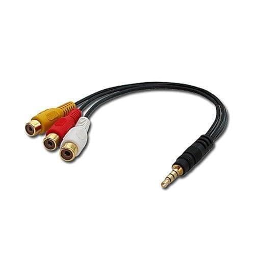 Image of LINDY Audio video adapter (video + audio stereo) with 4-segment 3.5 mm male to 3x RCA female