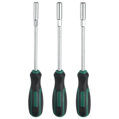 Image of sourcing map 3 Pcs Metric Nut Driver 6mm/7mm/8mm CR-V Non-Magnetic Tip Hollow Shafts Hex Socket Screwdriver with Anti-Slip Handle for Automobile Repair Bit Driver, Green/Black