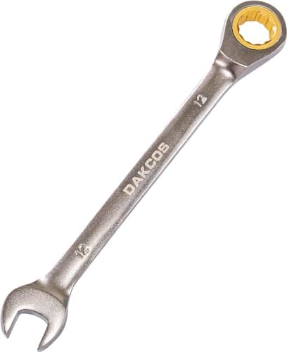 Image of DAKCOS Fixed Head Ratchet Spanner 12mm Ratcheting Combination Wrench Chrome Vanadium Steel