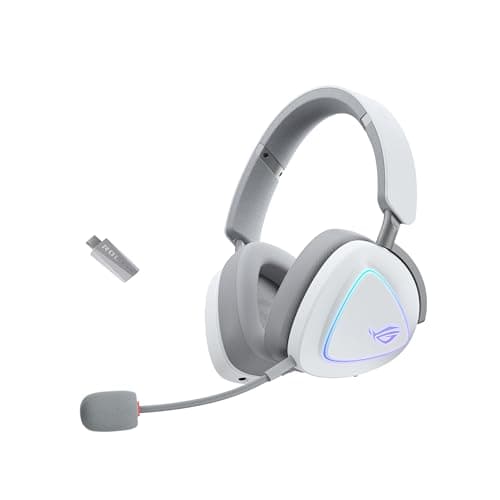 Image of ASUS ROG Delta II Wireless Gaming Headset, 2.4GHz and Bluetooth Connection, Wide and Authentic DualFlow Audio, 50mm Titanium Plated Drivers for PC, Mac, PS, Switch, Android, Moonlight White