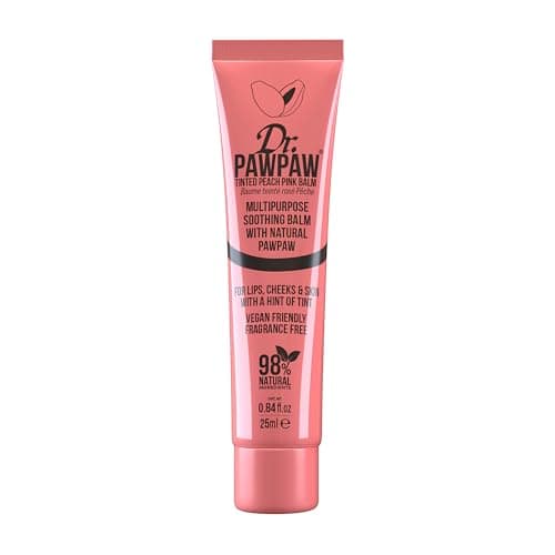 Image of Dr.PAWPAW Tinted Peach Pink Balm 25ml, Multi Purpose Hydrating Lip Balm for Lips Cheeks and Skin, Natural Pawpaw Formula with Soft Peach Pink Tint, Vegan and Cruelty Free