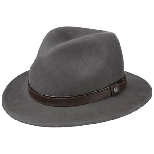 Image of Lierys Sargent Traveller Hat Unisex 100% Wool Felt Leather Band Water-Repellent Packable Autumn Winter Grey