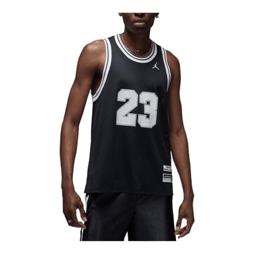 Image of Jordan Essentials Men's Summer Jersey (HF9375-010, Black/White)