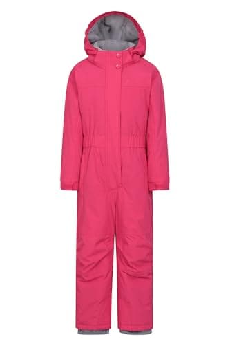 Image of Mountain Warehouse Cloud Kids Snowsuit - Waterproof, Adjustable, One Piece Jumpsuit, Fleece Lining, Girls & Boys - Ski, Winter Pink Kids Size 3-4 Years