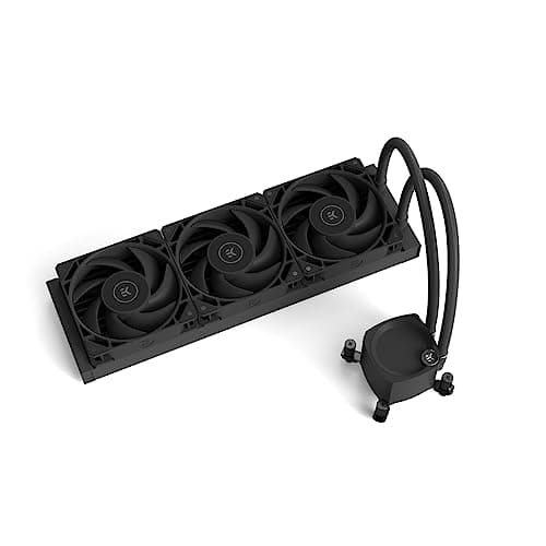 Image of EK Nucleus AIO All-in-One Liquid CPU Cooler with EK FPT Fans, Water Cooling Computer Parts, 120mm Fan, Compatible with Latest Intel & AMD CPUs (360mm, Dark - CR360)
