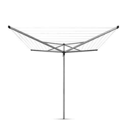 Image of Brabantia 40m Essential Rotary Washing Line (Metallic Grey) Collapsible Umbrella System, 4 Arm Outdoor Clothes Dryer + 35mm Plastic Ground Tube