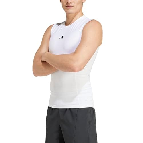 Image of adidas Men's Techfit Compression Training Sleeveless T-Shirt, White, L