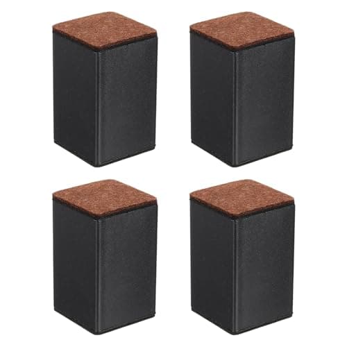 Image of sourcing map 4Pcs Self-Adhesive Furniture Risers, 2.36"x3.94" Square Heavy Duty Bed Lift Supports, Carbon Steel Table Sofa Risers with Felt Pads for Chair, Table, Sofa Legs, Leveling, Black