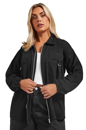 Image of Yours Limited Collection Curve Utility Shacket Jacket - Women's - Plus Size Curve Black