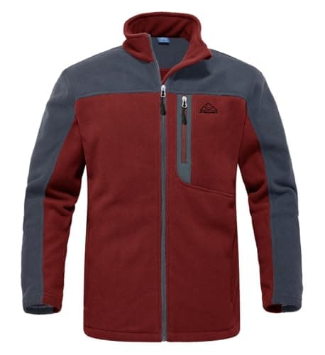 Image of YSENTO Mens Full Zip Micro Fleece Jacket Warm Winter Outdoor Hiking Walking Stand Collar Jacket(Wine Red,XXL)