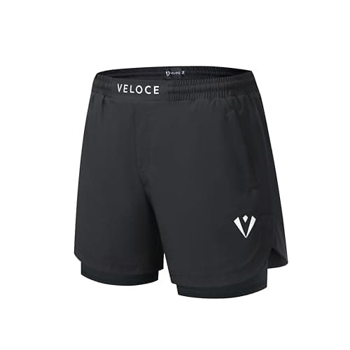 Image of VELOCE Mens Running Shorts 2 in 1 with Phone Pocket - Quick Dry Gym Sports Shorts for Men with Zip Pockets - Compression Liner - Essential Running Gear & Mens Gym Wear (UK, Alpha, M, Regular, Regular)