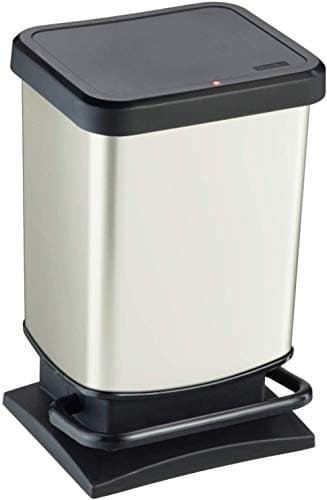Image of Rotho, Paso, Waste bin 20l with pedal and lid, Plastic (PP) BPA-free, white metallic, 20l (29,3 x 26,6 x 45,7 cm)