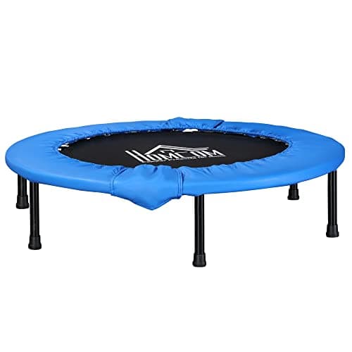 Image of HOMCOM 38" Mini Fitness Trampoline Home Gym Yoga Exercise Rebounder Indoor Outdoor Jumper with Safety Pad, Support Up to 150 KG, Blue and Black