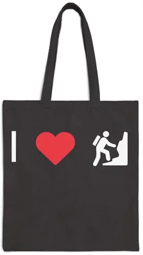 Image of I <3 Mountain Climbing Canvas Tote Bag Black