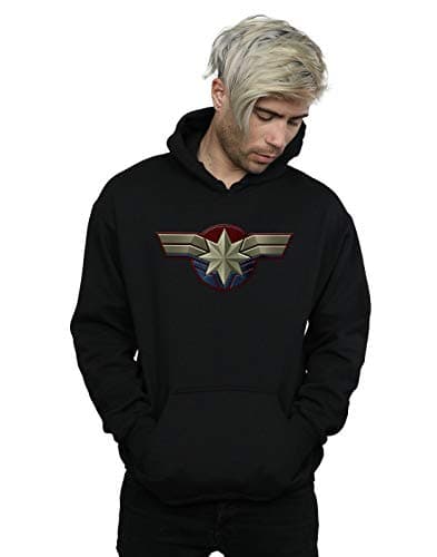 Image of Marvel Men's Captain Marvel Chest Emblem Hoodie Black XX-Large