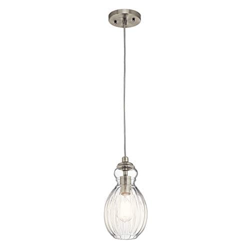 Image of 1 Bulb Ceiling Pendant Light Fitting - Brushed Nickel - LED E27 60W Bulb