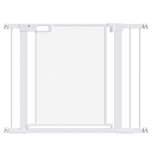 Image of PawHut Pressure Fit Safety Gate for Doorways and Staircases, Dog Gate w/ Auto Closing Door, Pet Barrier for Hallways w/ Double Locking, Openings 75-103CM - White