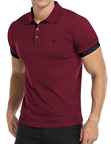 Image of KUYIGO Men's Short Sleeve Polo Shirt Made of Fresh Breathable Cotton Premium Fabric M Wine Red
