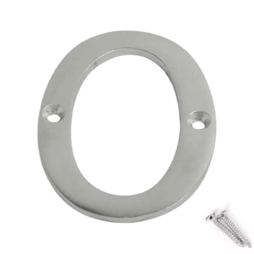 Image of Stain Chrome Door Numbers Screw On 3 Inch Number 0 Door Number Elegant and Bold Door Numerals Suitable for All Door Types Including Wooden uPVC and Composite.