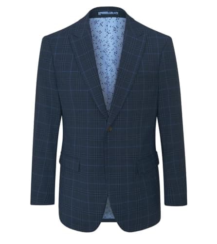 Image of Skopes Spencer Suit Tailored Fit Jacket for Men in Navy Check, 62R