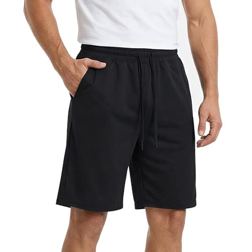 Image of viiotu Men's Casual Shorts with Pockets,Loose-fit Shorts for Men UK,Soft Summer Lounge Drawstring Shorts for Running,Workout,Training,Basketball (UK, Alpha, M, Regular, Regular, Black)