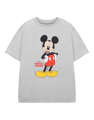 Image of Disney Mickey Mouse Boys Grey Short Sleeved T-Shirt | Graphic Tee for Kids | Cartoon Character Crew Neck Casual Top | Everyday Wear Apparel | Cotton Blend | Grey/Red/Yellow/Black