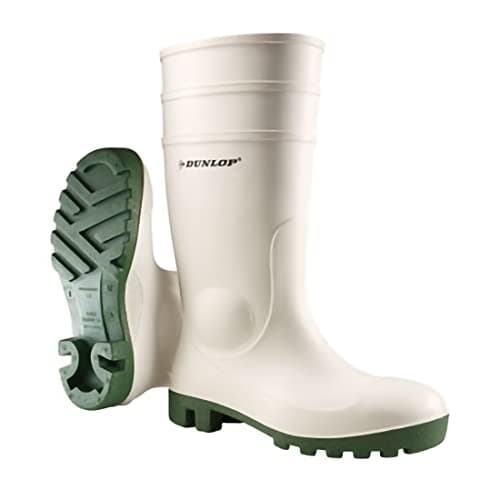 Image of DUNLOP Protomastor - Unisex Knee High Full Safety Waterproof Work Boots, White, S5 Rated Antistatic and Slip-Resistant PVC Wellies with Steel Toecap for Outdoor and Farm Work - EU40, UK6.5