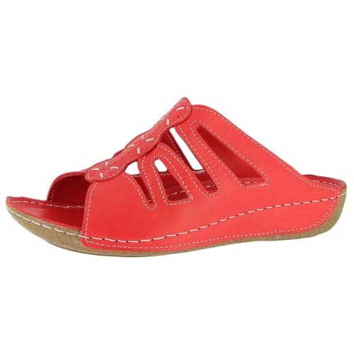 Image of Andrea Conti Women's Mules Flat Slippers, Chili, 4 UK