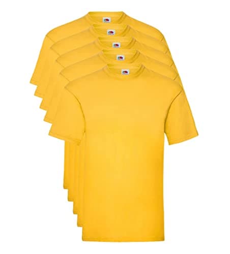 Image of Fruit of the Loom Men's Valueweight 5 Pack T-Shirt, Yellow (Sunflower 34), XX-Large (Manufacturer Size:2 X-L)