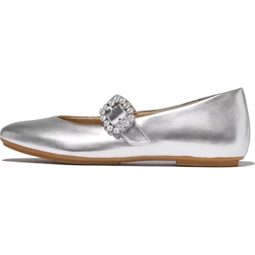 Image of Fitflop Mary Jane Womens Ballerina Shoes in Silver - 7 UK