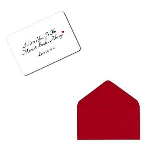 Image of Personalised I Love You to The Moon & Back Metal Sentimental Keepsake Gift Credit Card Sized Wallet/Purse Card Valentines Day Birthday Christmas (White)