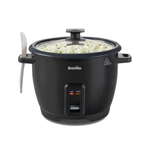 Image of Breville Electric Rice Cooker | 1.8L (10 Cup) Capacity | Serves up to 8 People | Keep Warm Function | Non Stick Removable Bowl | Spoon & Measuring Cup Included | VTP209, Black