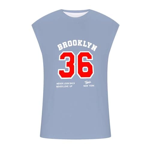 Image of Generisch Beach Tank Top for Men, Breathable, Training Shirt, Comfortable Fitness Vest for Gym, Running Work Shirt, Men Black, sky blue, S