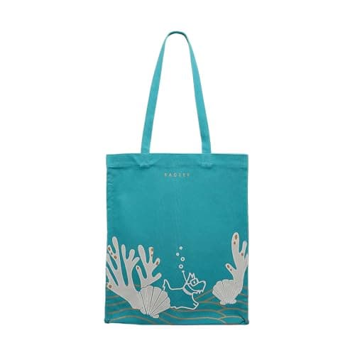 Image of RADLEY Deep Sea Diver Medium Open Top Canvas Tote Shopper Bag in Maldives Blue