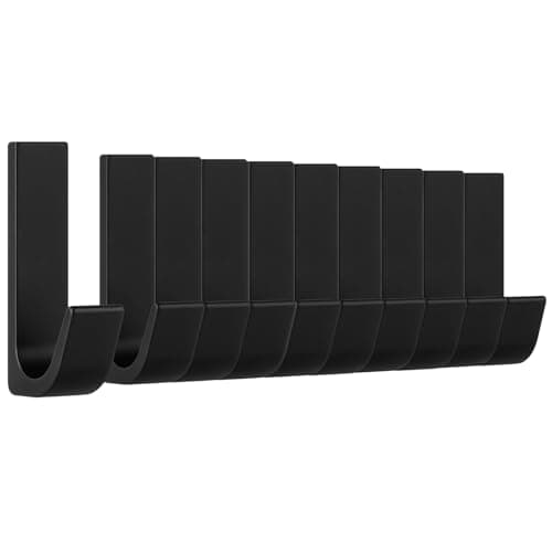 Image of flintronic Self Adhesive Hooks, Extra Strong Sticky Hooks, Wall Door Without Nails Hooks, Holds up to 10 KG, for Hanging Coats, Bags, Key, Towels, etc, Rust-Proof Aluminum Alloy, 10 Pack