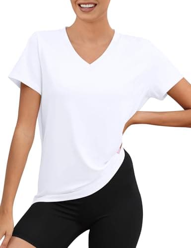 Image of Rapbin Women's T-Shirt Short Sleeve Outdoor Sport Shirt Quick Dry UV Protection UPF 50+ Tops Quick Dry Summer Running T Shirt(White,M)