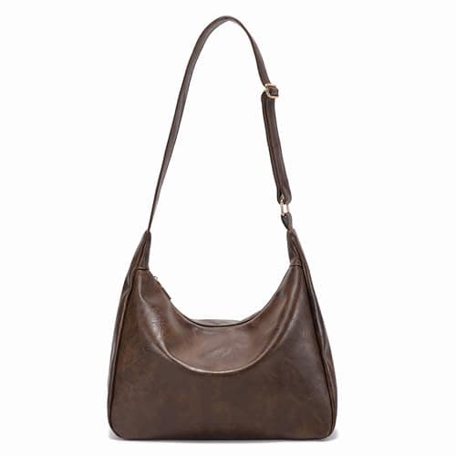 Image of JOLLQUE Crossbody Bags for Women, Soft Foldable Vegan Leather Shoulder Handbag, Autumn Winter Slouchy Handbag Purses(Khaki)