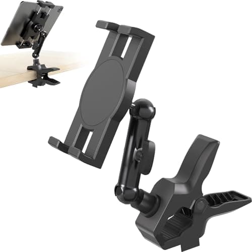 Image of Mippko Tablet Holder Jaws Flex Clamp Clip Mount,360°Adjustable Aluminium Alloy Arm iPad Stand for Desk/Table/Post/Board,Compatible with 4.7~12.9" iPad/Nexus/e-Reader/Switch/Fire HD/iPhone