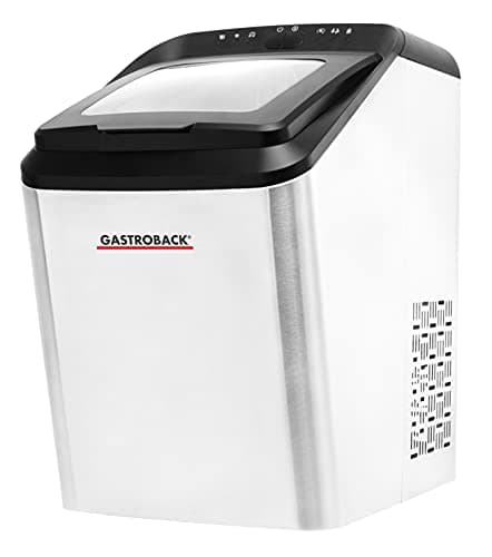 Image of GASTROBACK 41143 Bartender Pro Ice Cube Maker, 9 Ice Cubes per Cycle (7-15 Minutes), 2.8 Litre Water Tank, Quiet CFC-Free High Performance Compressor, Black, Silver