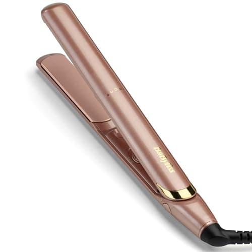 Image of BaByliss Rose Gold Hair Straighteners - Ceramic Plates for Smooth Styling, Multi-Voltage Worldwide use, Ultra-Fast 15 Second Heat Up, 3 Heat Settings Up to 235°C, 2598U